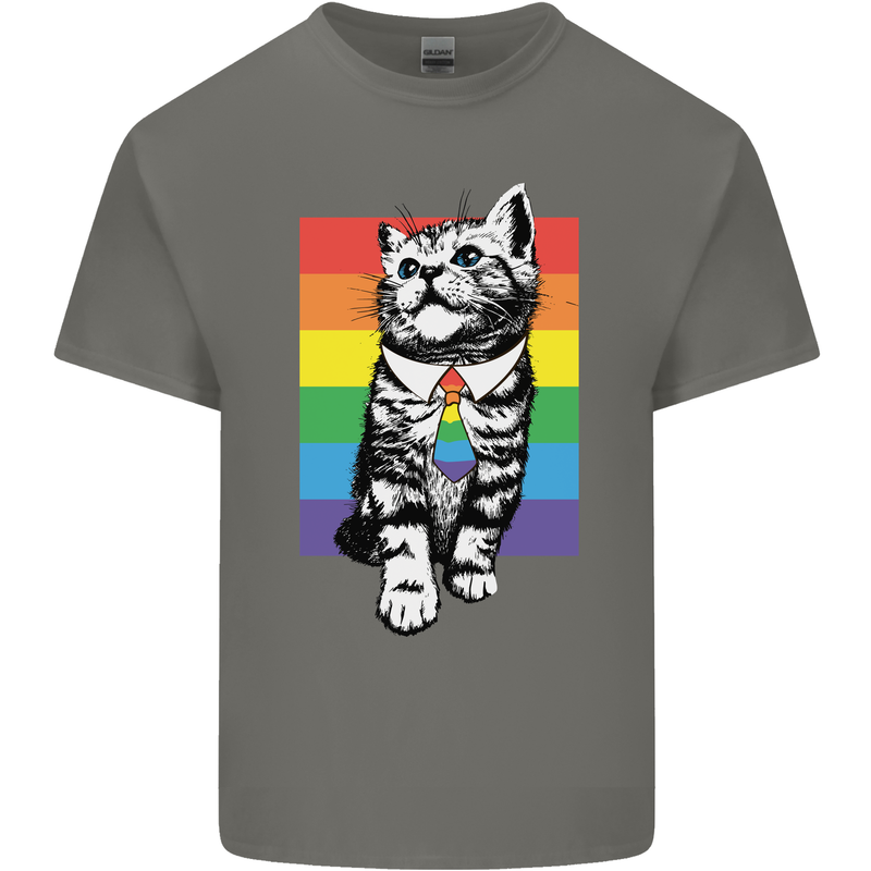 LGBT Cat Gay Pride Day Awareness Mens Cotton T-Shirt Tee Top Charcoal