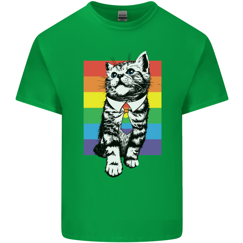 LGBT Cat Gay Pride Day Awareness Mens Cotton T-Shirt Tee Top Irish Green
