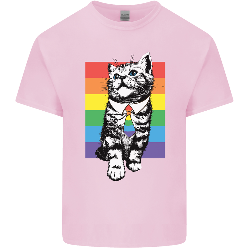 LGBT Cat Gay Pride Day Awareness Mens Cotton T-Shirt Tee Top Light Pink