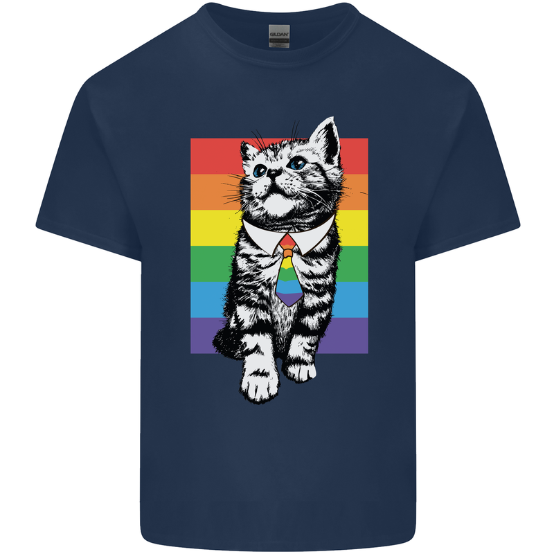LGBT Cat Gay Pride Day Awareness Mens Cotton T-Shirt Tee Top Navy Blue