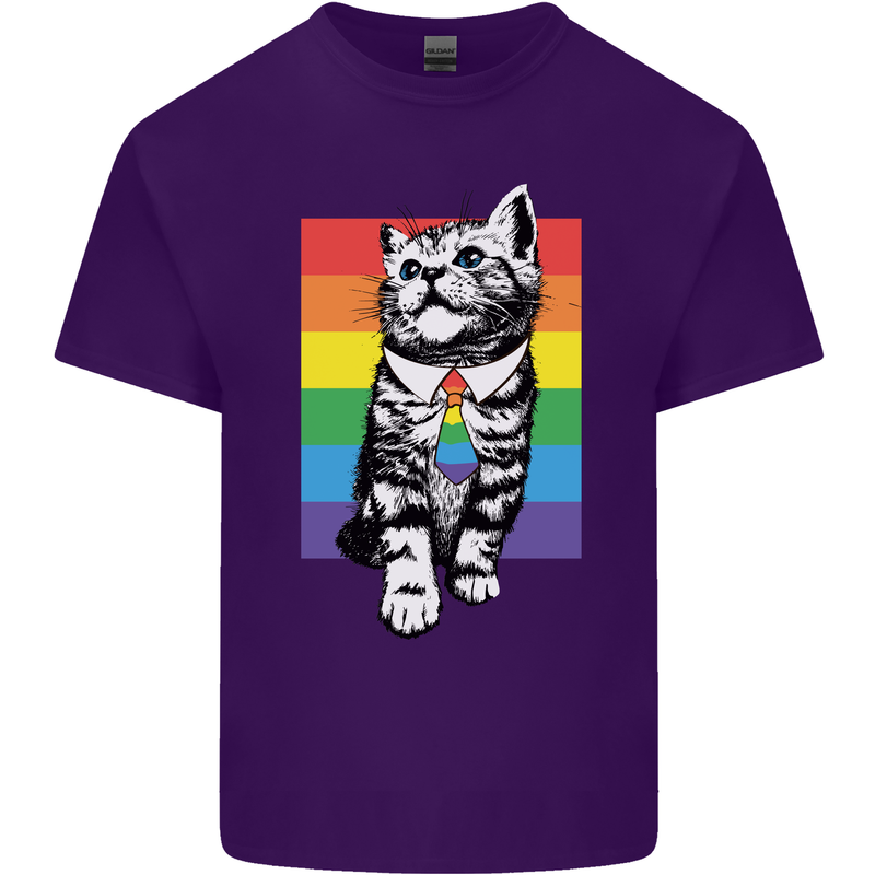 LGBT Cat Gay Pride Day Awareness Mens Cotton T-Shirt Tee Top Purple
