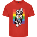 LGBT Cat Gay Pride Day Awareness Mens Cotton T-Shirt Tee Top Red