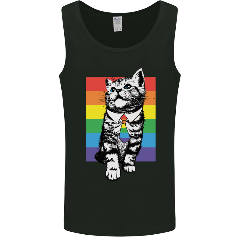 LGBT Cat Gay Pride Day Awareness Mens Vest Tank Top Black