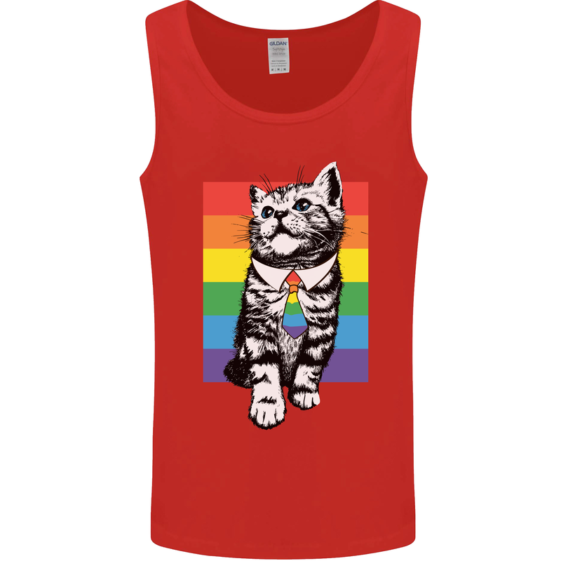 LGBT Cat Gay Pride Day Awareness Mens Vest Tank Top Red