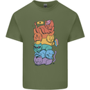 LGBT Cats Mens Cotton T-Shirt Tee Top Military Green