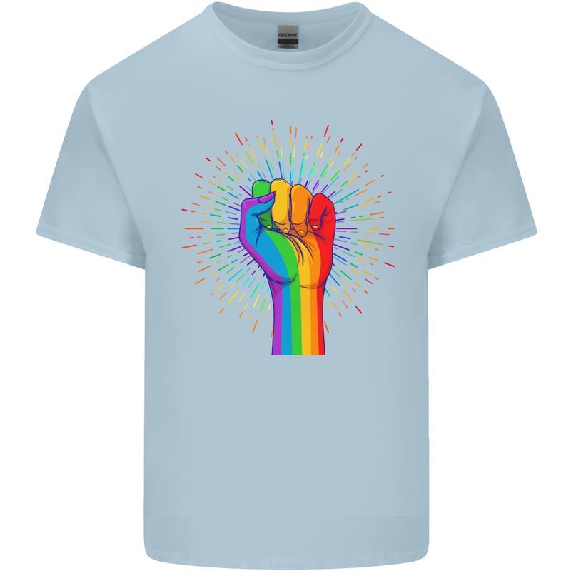 LGBT Fist Gay Pride Day Awareness Mens Cotton T-Shirt Tee Top Light Blue