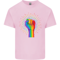 LGBT Fist Gay Pride Day Awareness Mens Cotton T-Shirt Tee Top Light Pink
