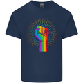 LGBT Fist Gay Pride Day Awareness Mens Cotton T-Shirt Tee Top Navy Blue