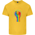 LGBT Fist Gay Pride Day Awareness Mens Cotton T-Shirt Tee Top Yellow