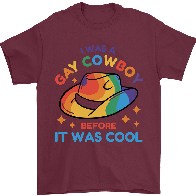 LGBT Gay Pride Cowboy Awareness Day Mens T-Shirt Cotton Gildan Maroon