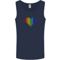 LGBT Gay Pulse Heart Gay Pride Awareness Mens Vest Tank Top Navy Blue