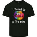 LGBT I Licked it So It's Mine Gay Pride Day Mens Cotton T-Shirt Tee Top Black