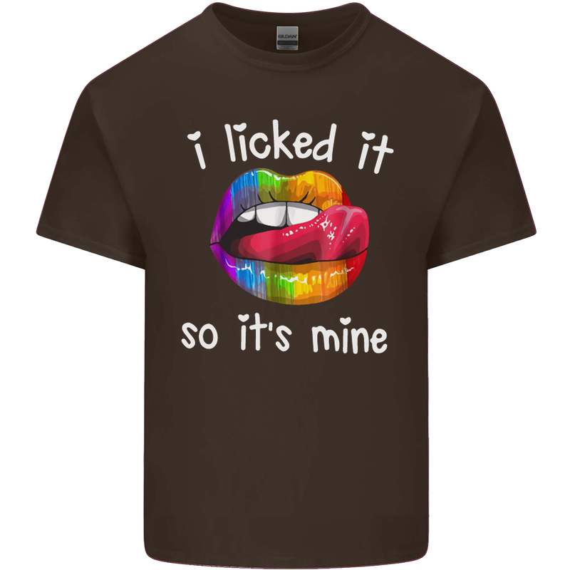 LGBT I Licked it So It's Mine Gay Pride Day Mens Cotton T-Shirt Tee Top Dark Chocolate