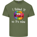 LGBT I Licked it So It's Mine Gay Pride Day Mens Cotton T-Shirt Tee Top Military Green