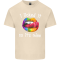 LGBT I Licked it So It's Mine Gay Pride Day Mens Cotton T-Shirt Tee Top Natural