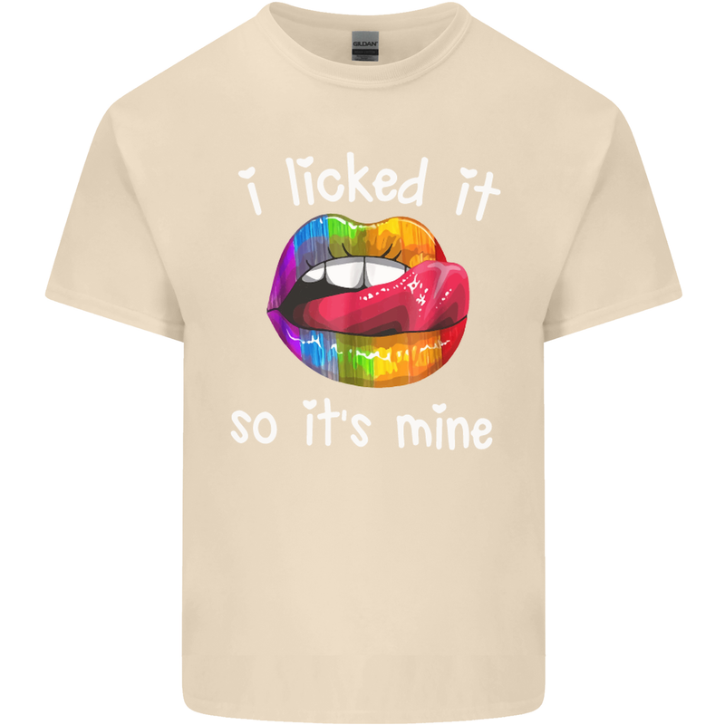 LGBT I Licked it So It's Mine Gay Pride Day Mens Cotton T-Shirt Tee Top Natural