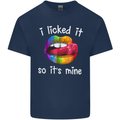 LGBT I Licked it So It's Mine Gay Pride Day Mens Cotton T-Shirt Tee Top Navy Blue