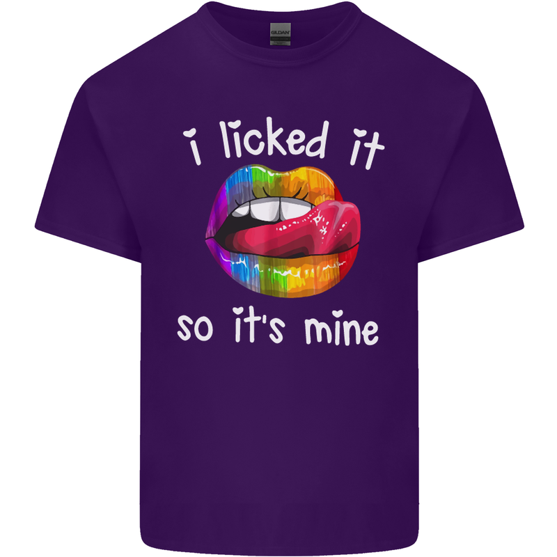 LGBT I Licked it So It's Mine Gay Pride Day Mens Cotton T-Shirt Tee Top Purple