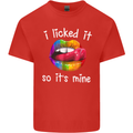 LGBT I Licked it So It's Mine Gay Pride Day Mens Cotton T-Shirt Tee Top Red