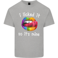 LGBT I Licked it So It's Mine Gay Pride Day Mens Cotton T-Shirt Tee Top Sports Grey