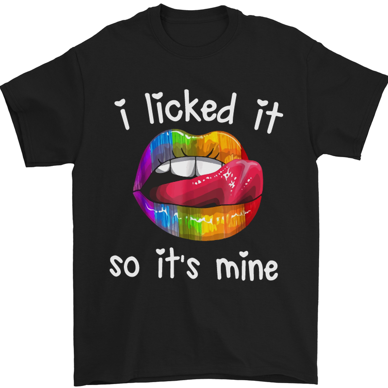 LGBT I Licked it So It's Mine Gay Pride Day Mens T-Shirt Cotton Gildan Black