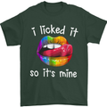 LGBT I Licked it So It's Mine Gay Pride Day Mens T-Shirt Cotton Gildan Forest Green