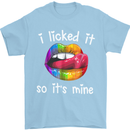 LGBT I Licked it So It's Mine Gay Pride Day Mens T-Shirt Cotton Gildan Light Blue