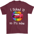 LGBT I Licked it So It's Mine Gay Pride Day Mens T-Shirt Cotton Gildan Maroon