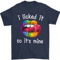 LGBT I Licked it So It's Mine Gay Pride Day Mens T-Shirt Cotton Gildan Navy Blue