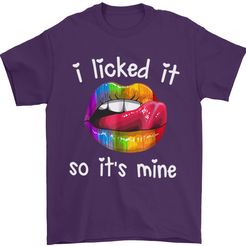 LGBT I Licked it So It's Mine Gay Pride Day Mens T-Shirt Cotton Gildan Purple