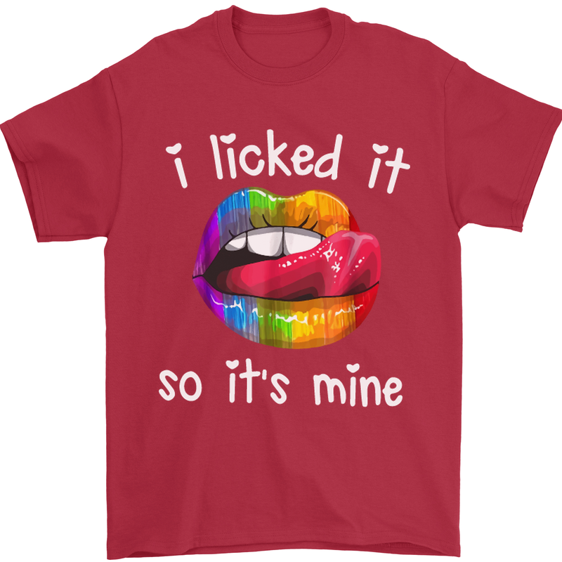LGBT I Licked it So It's Mine Gay Pride Day Mens T-Shirt Cotton Gildan Red