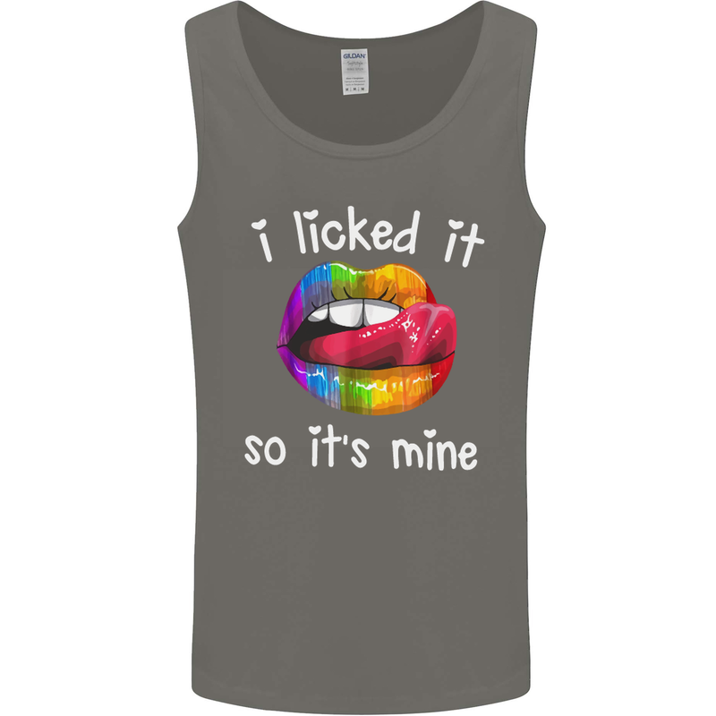 LGBT I Licked it So It's Mine Gay Pride Day Mens Vest Tank Top Charcoal