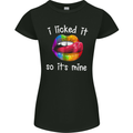 LGBT I Licked it So It's Mine Gay Pride Day Womens Petite Cut T-Shirt Black
