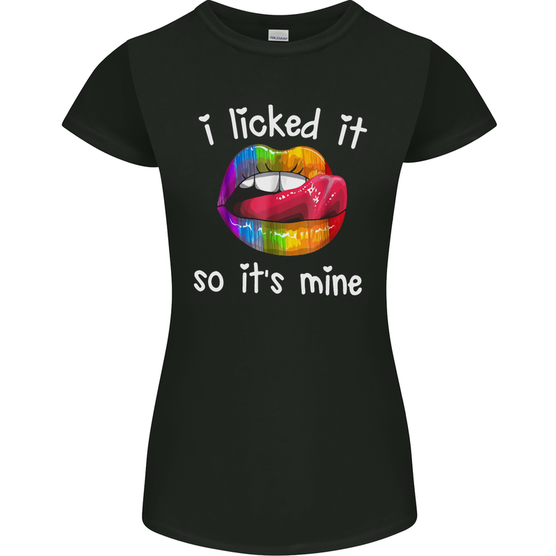 LGBT I Licked it So It's Mine Gay Pride Day Womens Petite Cut T-Shirt Black