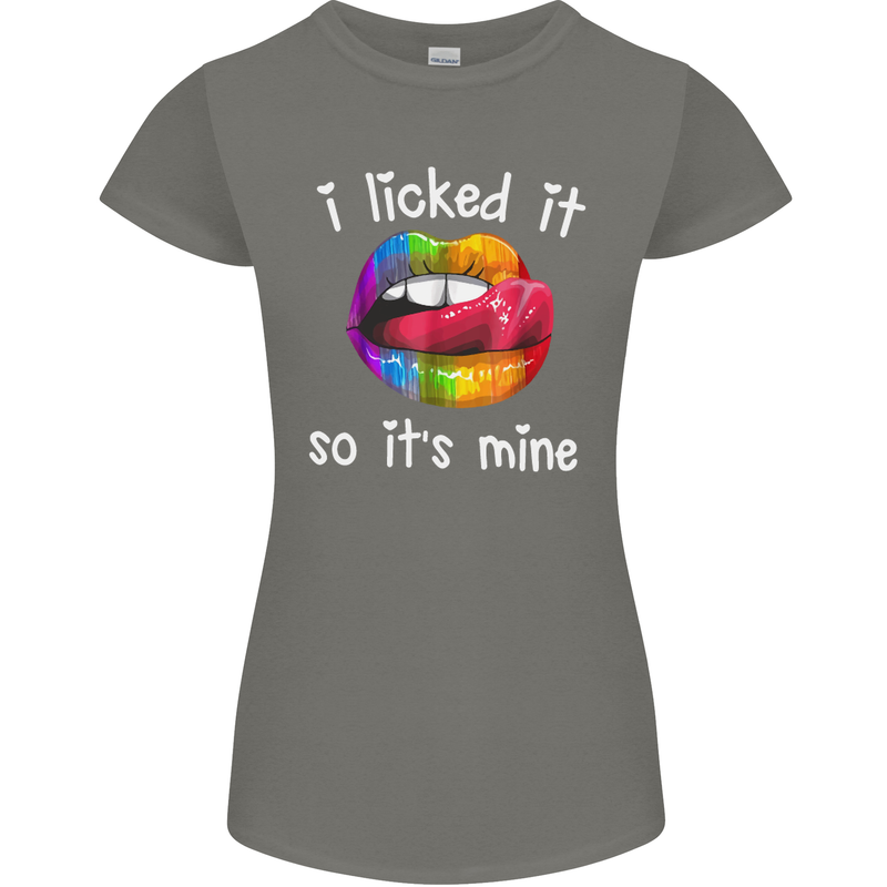 LGBT I Licked it So It's Mine Gay Pride Day Womens Petite Cut T-Shirt Charcoal