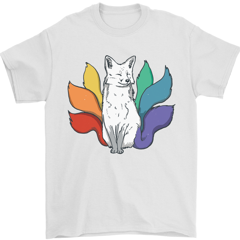 LGBT Kitsune Fox Gay Pride Mens T-Shirt 100% Cotton White
