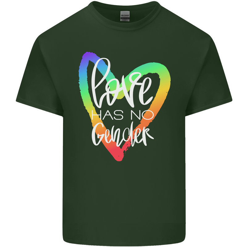LGBT Love Has No Gender Gay Pride Day Mens Cotton T-Shirt Tee Top Forest Green