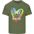 LGBT Love Has No Gender Gay Pride Day Mens Cotton T-Shirt Tee Top Military Green