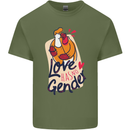 LGBT Love Has No Gender Gay Pride Day Mens Cotton T-Shirt Tee Top Military Green