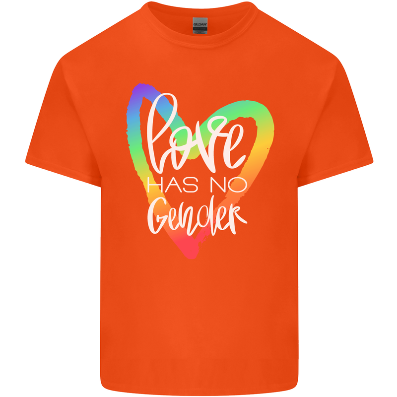 LGBT Love Has No Gender Gay Pride Day Mens Cotton T-Shirt Tee Top Orange