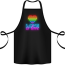LGBT Love Is Love Gay Pride Day Awareness Cotton Apron 100% Organic Black