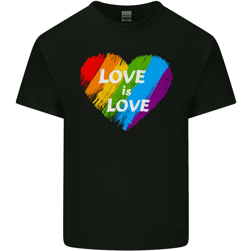 LGBT Love Is Love Gay Pride Day Awareness Mens Cotton T-Shirt Tee Top Black