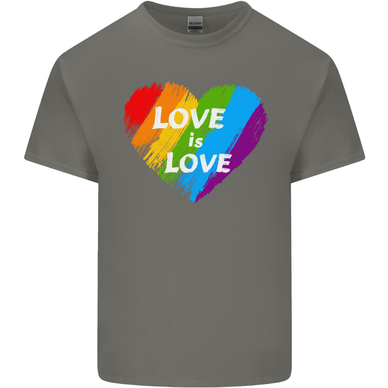 LGBT Love Is Love Gay Pride Day Awareness Mens Cotton T-Shirt Tee Top Charcoal
