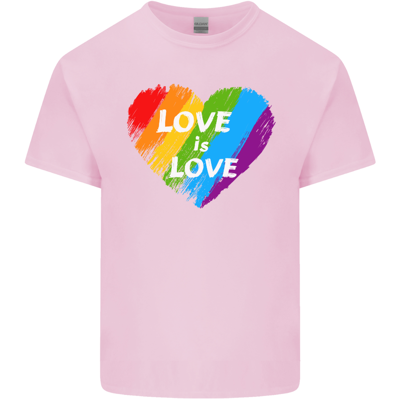 LGBT Love Is Love Gay Pride Day Awareness Mens Cotton T-Shirt Tee Top Light Pink