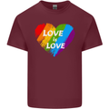 LGBT Love Is Love Gay Pride Day Awareness Mens Cotton T-Shirt Tee Top Maroon