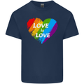 LGBT Love Is Love Gay Pride Day Awareness Mens Cotton T-Shirt Tee Top Navy Blue