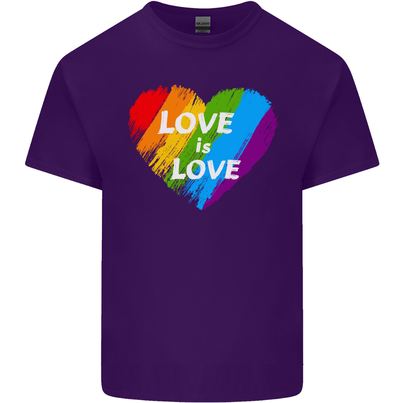 LGBT Love Is Love Gay Pride Day Awareness Mens Cotton T-Shirt Tee Top Purple