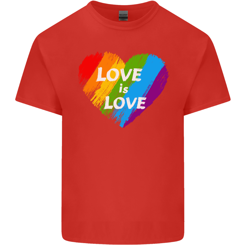 LGBT Love Is Love Gay Pride Day Awareness Mens Cotton T-Shirt Tee Top Red