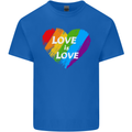 LGBT Love Is Love Gay Pride Day Awareness Mens Cotton T-Shirt Tee Top Royal Blue