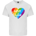 LGBT Love Is Love Gay Pride Day Awareness Mens Cotton T-Shirt Tee Top White